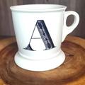 Anthropologie Dining | Anthropologie Monogram Large Coffee Tea Initial Mug Letter A Shaving Style Cup | Color: Black/White | Size: Os