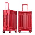 LYZIA Luggage Suitcase Aluminum-Magnesium Alloy Luggage Men and Women Boarding Business Case Aluminum Frame Trolley Suitcase (Color : Red, Size : 22")