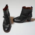 Coach Shoes | Coach Genuine Leather Moto Biker Ankle Stacked Wood Heel Booties Shoes Black 10 | Color: Black/Brown | Size: 10