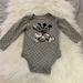 Disney One Pieces | Disney Baby Girl Size 18 Month Minnie And Mickey Mouse Gray Onesie Bodysuit | Color: Gray/White | Size: 18mb