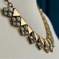 J. Crew Jewelry | J. Crew | Triangle Clear Crystals Brushed Matte Brass Gold Tone Collar Necklace | Color: Gold | Size: Os