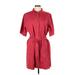 Banana Republic Casual Dress - Shirtdress Collared Short sleeves: Burgundy Print Dresses - Women's Size X-Large