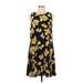 Anne Klein Casual Dress - A-Line High Neck Sleeveless: Yellow Print Dresses - Women's Size 12