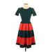 Lularoe Casual Dress - A-Line Crew Neck Short sleeves: Green Print Dresses - Women's Size X-Small