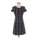 Theory Casual Dress - A-Line: Black Plaid Dresses - Women's Size P