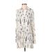 Colleen Lopez Casual Dress - Shift High Neck Long sleeves: Ivory Dresses - Women's Size Small