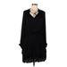 Current Air Casual Dress - Mini Tie Neck Long sleeves: Black Solid Dresses - Women's Size Medium