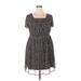 Merona Casual Dress - A-Line Square Short sleeves: Black Dresses - Women's Size 2X-Large