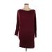 Poliana Plus Casual Dress - Sweater Dress Cowl Neck 3/4 sleeves: Burgundy Solid Dresses - Women's Size X-Large