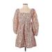 J.Crew Casual Dress - A-Line Square 3/4 sleeves: Orange Paisley Dresses - Women's Size X-Small - Print Wash