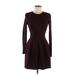 Wilfred Casual Dress - Mini Crew Neck Long sleeves: Burgundy Print Dresses - Women's Size 8