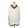 Suzanne Betro 3/4 Sleeve Blouse: Ivory Tops - Women's Size 2X