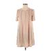 BCBGeneration Casual Dress - Mini Crew Neck Short sleeves: Tan Stripes Dresses - Women's Size X-Small