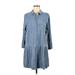 ee Collared 3/4 sleeves:some Casual Dress - Shirtdress Collared 3/4 sleeves: Blue Solid Dresses - Women's Size Medium