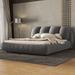 Modern Design Queen Size Luxury Upholstered Bed，Velvet Queen Bed with Oversized Padded Backrest