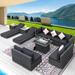 13 Pcs Patio Outdoor Wicker Furniture Sectional Sofa Set with Lounge Chair