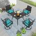 Outdoor Patio Dinner Set , Rocking Chairs w/Rattan Wicker Backrest & Seat Cushions.