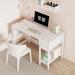 White Small Desk with Drawers - 40 Inch Computer Desk for Small Space Home Office, Modern Simple Study Writing Table PC Desks