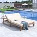 2-Person Outdoor Daybed with Adjustable Backrest, Patio Sunbed Sun Lounger Wooden Chaise Lounger for Poolside, Garden & Backyard