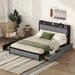 Queen Bed Frame with LED Headboard, Upholstered Bed with 4 Storage Drawers and USB Ports