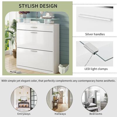 Free Standing Shoe Rack with LED Light for Hallway