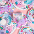 Girl Rainbow Unicorn Decorations Unicorn Theme Party Disposable Plate Cup for Kids Birthday Party
