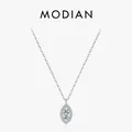 MODIAN 925 Sterling Silver Rhombus Sparkling Zirconia Pendant Necklace Trendy Gold Color Link Chain