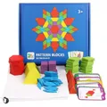 155 Pcs Wooden Pattern Blocks Set Geometric Shape Puzzle Kindergarten Classic Educational Montessori