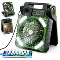 10000mAh Solar Powered Portable Camping LED Lantern With Fan 4 Speeds Powerful Wind Rechargeable