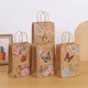 12pcs Butterfly Print Kraft Paper Bags with Handle Cookie Candy Gift Bag Wedding Favor Bag Baby