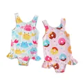 Lioraitiin 0-3Years Breathable Little Girl Swimsuit Summer Children Cute Crab/Donut Printing