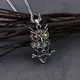 Viking Stainless Steel Owl Skull Pendant Necklace Men's Punk Rock Necklace for Boyfriend Birthday