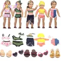 New Solid Swimsuit Doll Bikini+Sunglasses Bathing Suit Beach Sandals Swimming Fit Reborn Baby 43cm