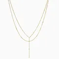 Peri'sbox Gold Silver Plated Dainty Sequin Chain Double Layered Y Necklace Stainless Steel Minimal