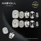 HASVALL Handmade Gel Press On Nails Black White Short Square Circle Cute Bear 3D Rhinestone Pearl