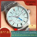 Elegance gs S NH34 GMT Steel Mechanical Watch Men Silver Markers 200M Dive Wristwatch Sapphire Glass