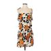 T-Bags Los Angeles Casual Dress: Orange Print Dresses - Women's Size Small