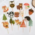 1Set Cartoon Animal Fox Rabbit Cupcake Topper Safari Animals Theme Wild One Birthday Party Baby