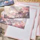 Pink Flower Envelopes kit Pack Letter Writing Paper set with Round Sealing Sticker Golden Wedding