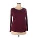 Maurices Long Sleeve T-Shirt: Burgundy Solid Tops - Women's Size 0X