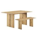 Amistad Wood Dining Table & Bench Set by Modway Wood in Brown | 30 H x 60 W x 51 D in | Wayfair EEI-6690-OAK