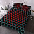 Round Hole Red Light Design Bedding Set Decorative 3 Pieces Duvet Cover with 2 Pillow Shams For