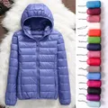 Plus Size 2023 Autumn and Winter New Women Lightweight Puffer Jacket Female Hooded Slim-fit White