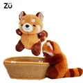 ZU Cute Red Panda Stuffed Animal Soft Plushies Toys Kawaii Baby Raccoon with Bed Peluches Girl Boy