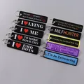 I Love Emo Boys Embroidery Key Fobs Quote Key Tags Red Heart Keychains for Women Car Keyring