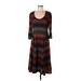 Robbie Bee Casual Dress - A-Line Scoop Neck 3/4 sleeves: Brown Print Dresses - Women's Size Large