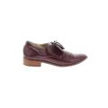 Flats: Slip-on Stacked Heel Casual Burgundy Solid Shoes - Women's Size 36 - Almond Toe