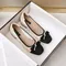 Women's Pumps Chunky Boat Shoes Square Toe Slip on Office Ladies Shoes Metal Med Heels Dress Shoes