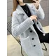 Women Plaid Long Mohair Cardigan Coat Autumn Mink Fur Knitting Jacket