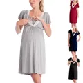 Fashion Mother Nursing Dress Pregnant Pajamas Nursing Clothing Multi-functional Lace Patchwork